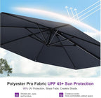 PURPLE LEAF 11 Feet Patio Umbrella with Base and Cover Round Outdoor Cantilever Umbrella Aluminum Offset Umbrella with 360-degree Rotation for Garden Deck Pool Patio Grey