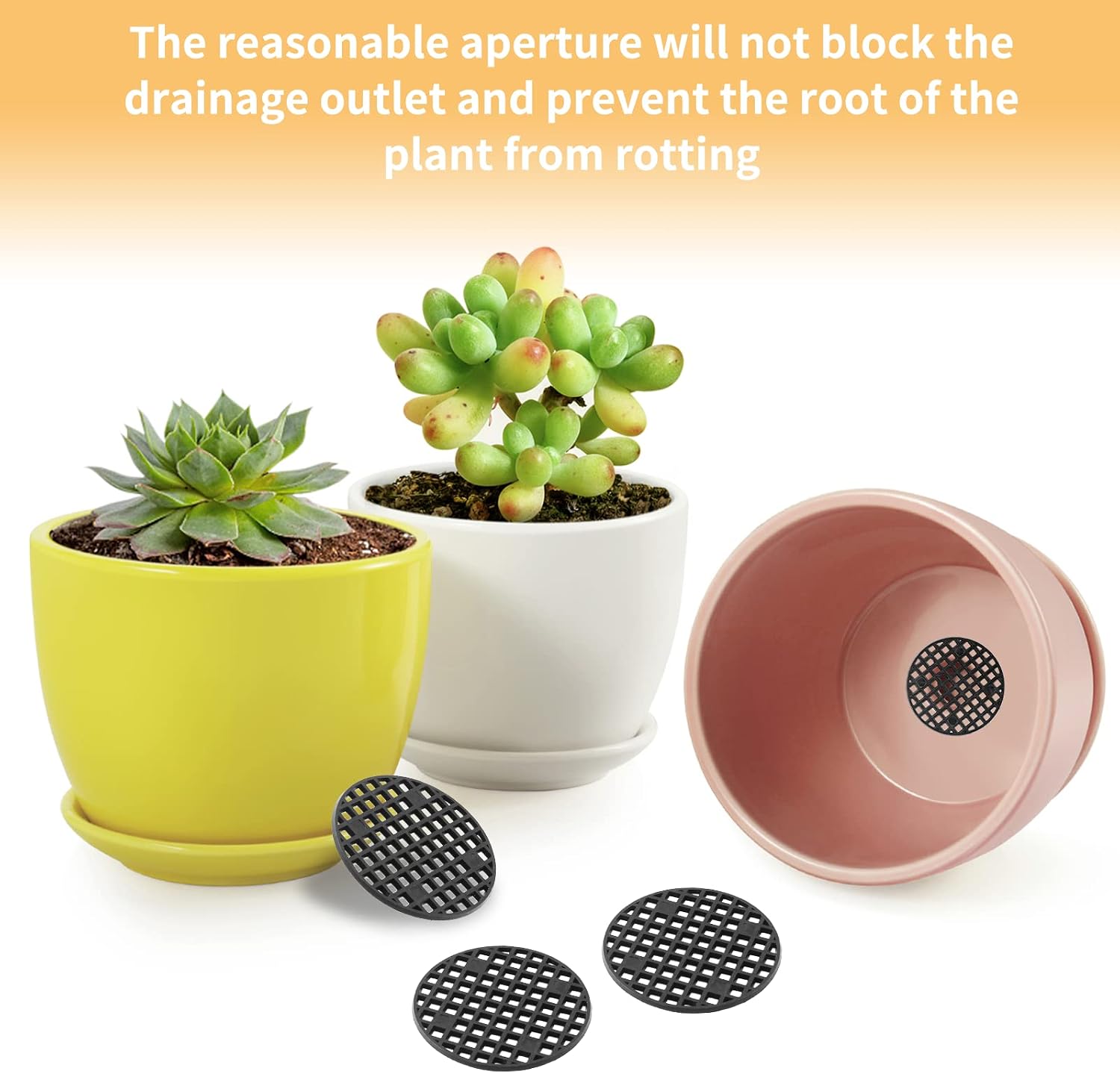 Bivethoi Plant Pot Mesh Hole Cover, 1.8" / 45mm, Black, 100pcs | Bonsai Drainage Mesh Insert, Round Mesh Screen, Prevents Soil Loss, Bottom Grid Mat
