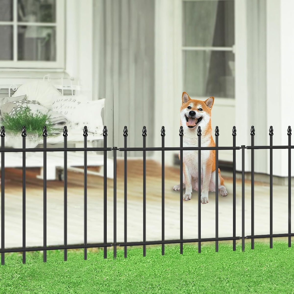 decorative metal garden fence 24" x 10', outdoor, main product view