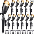 Gardenreet LED Spot Light Outdoor - Die-Cast Brass 12V Uplighting Waterproof, Low Voltage Landscape Lights Metal, Black for Fence Fountain with Bright White MR16 Replaceable Bulbs (12 Pack)