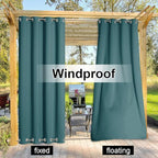 NICETOWN 2 Panels Outdoor Curtains for Patio Waterproof & Windproof, Thermal Insulated Rustproof Top and Bottom Grommet Blackout Outdoor Curtain Drapes for Pergola, W52 by L95, Teal
