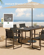 Outdoor Dining Table for 6, HDPS+ Aluminum Patio Dning Table with U-Shape Leg, Size: 67.4"*32.3"*29.6",Modern Rectangular Table for Lawn, Garden (Charcoal)