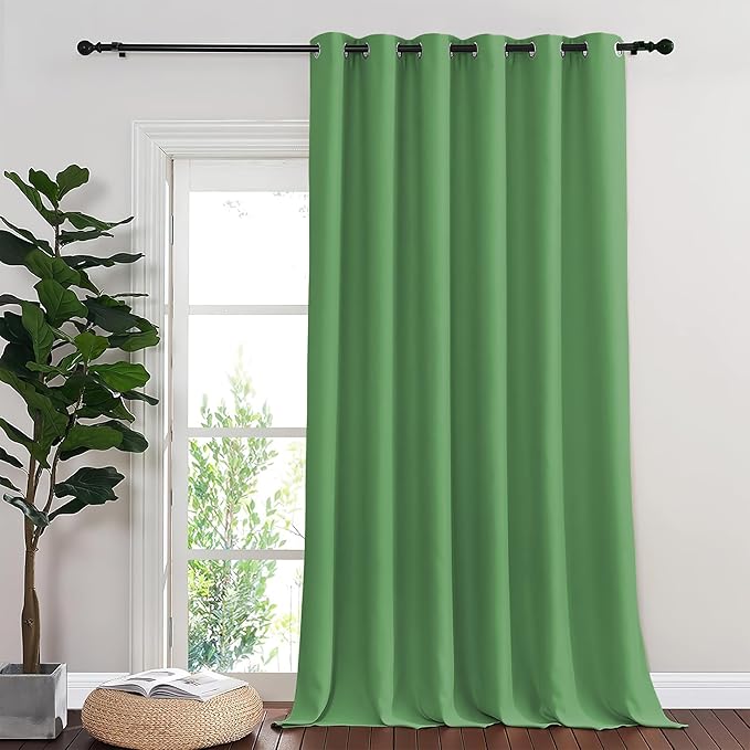 NICETOWN Blackout Sliding Glass Door Curtains, Room Darkening Thermal Insulated Curtains for Living Room Bedroom, Extra Wide Window Drapes, 1 Panel, W80 x L118, Froest Green