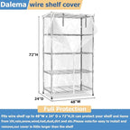 Waterproof Shelf Cover,Durable Dustproof Storage Wire Rack Covers,Outdoor Shelving Covers for Wire Shelves with Zipper 48''x24''x72'',Clear