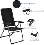 DORTALA 2-Piece Foldable Patio Chairs, Folding Chairs w/Adjustable Backrest, Outdoor Sling Chairs for Deck, Backyard, Bistro, 300 lbs Capacity, Set of 2, Black
