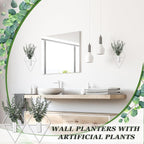 Jexine 8 Pcs Hanging Planters with Artificial Eucalyptus Metal Hanging Vase Indoor Plants Holder Modern Geometric Boho Bathroom Wall Decor for Living Room Home Office (Eucalyptus,White)