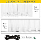 NICETOWN 2 Panels Outdoor Curtains Waterproof Fixed Grommet/Back Tab on Top & Bottom, Thermal Insulated Windproorf Sun Blocking Outdoor Drapes with Rope for Patio/Gazebo, W52 x L84, Pure White