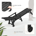 LUE BONA Outdoor Chaise Lounge, HDPS Chaise Lounger, 5 Positions Adjustable Lounge Chairs, Pool Lounge Chair with Wheels for Poolside, Backyard, Black
