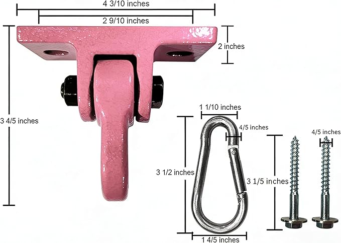 Heavy Duty Pink Swing Hangers Screws Bolts Included Over 5000 lb Capacity Playground Porch Yoga Seat Trapeze Wooden Sets Indoor Outdoor 2 Pack