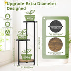 3 Tier Plant Stand Indoor Outdoor, 10in Wide Metal Tiered Tall Flower Pot Holder Multiple Shelf, Large Heavy Duty Round Rack for Patio Garden Living Room Balcony Corner Bathroom Orchid,Modern Black
