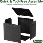 EasyUp 30 Gallon Resin Deck Box, Patio Outdoor Deck Box for Furniture, Garden Tools and Tools Storage, Waterproof Outside Storage Boxes(Black)