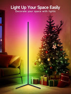 tyute corner floor lamp, rgb led corner lamp showing dimensions
