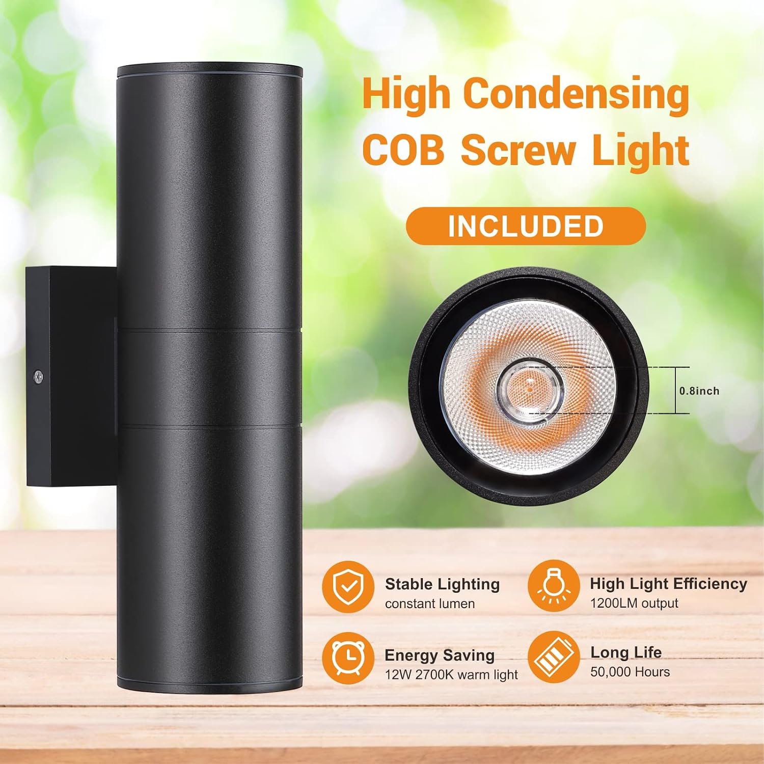 DAKAFUL Outdoor Wall Lights 8 Packs, Integrated LED Cylinder Up Down 12W 2700K Modern Aluminum Light, Waterproof Exterior Light for Porch Patio Door