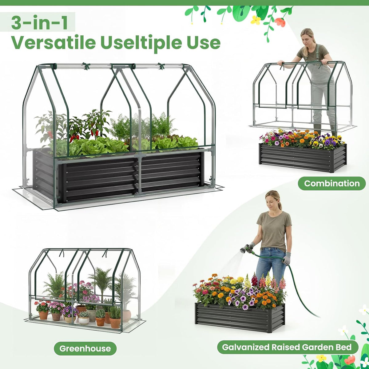giantex 4x2x3 ft galvanized raised garden bed with, package contents