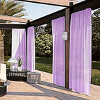 SpaceDresser Waterproof Outdoor Sheer Curtains for Patio - 4 Panels Rod Pocket Indoor Voile Sheer Curtain for Living Room,52W x 96L inch, Lavender