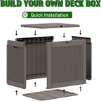 Outdoor Storage Box, Resin Deck Boxes Indoor and outdoor, Waterproof Storage Box Lockable Lid (Grey,32 Gallon)