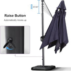 PURPLE LEAF 11.5' X 11.5' Telescopic Patio Umbrella Outdoor Cantilever Umbrella Square Up Down Lifting Offset Umbrella with 360-degree Rotation for Garden Deck Pool Patio Navy