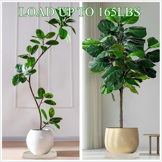 2 Pack Plant Caddy with Wheels, 14" Rolling Plant Stand 165 LBS Heavy Duty with Hidden 360 ° Rotating Silent Wheel Wheels for Outdoor Indoor Large Plant Pots, Flower Pot, Patio