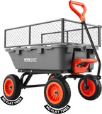 vevor 800lbs 7 cu.ft poly garden cart dump shown in use