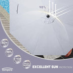 Tempera Patio Market Outdoor Table Umbrella with Auto Tilt and Crank, Large Sun Umbrella with Sturdy Pole & Fade Resistant Canopy, Easy to Set