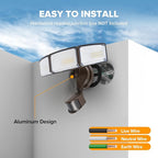 LUTEC 2 Pack 72W 7500LM LED Security Lights Motion Sensor Light Outdoor, 5000K Daylight, IP65 Waterproof, Dusk to Dawn, 3-Head Motion Detected Flood Light for Garage, Yard, Porch(Brown)