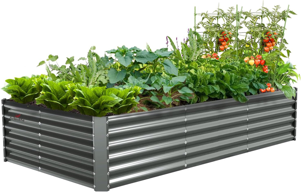 anleolife 8x4x1.5ft rectangular raised garden bed kit, quartz, main product view