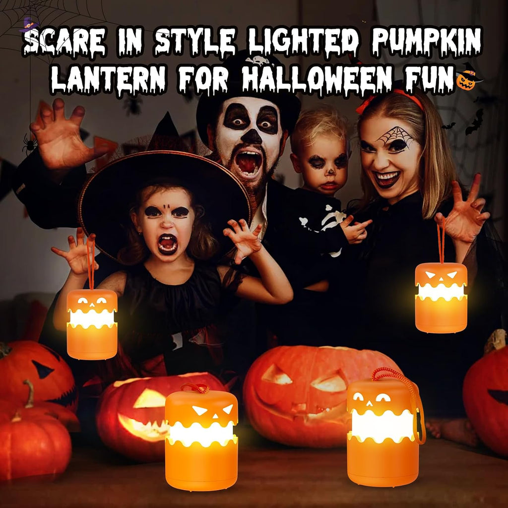 Rechargeable Halloween Pumpkin Lantern Light Collapsible Jack O Lantern | Battery Operated Pumpkin Lantern with Lanyard - Halloween Party Favor Decoration Outdoor Light up Pumpkin for Halloween Party