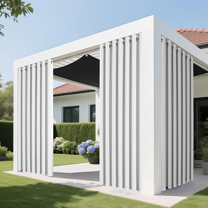 Joydeco Blackout Patio Sliding Door Curtains 108 Inches Long, Grommet Privacy Room Divider Curtains, Extra Wide Thermal Blackout Drapes for Bedroom Living Room (Pure White, 80Wx108L, 1 Panel)