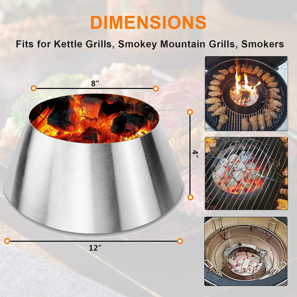 GRISUN Stainless Steel BBQ Whirlpool for Weber Kettle 22 in | Fits Weber 22 Kettle, 22/26.75 Smokey Mountain, Big Green Egg XL, Kamado Joe charcoal briquet holder