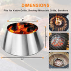 GRISUN Stainless Steel BBQ Whirlpool for Weber Kettle 22 in | Fits Weber 22 Kettle, 22/26.75 Smokey Mountain, Big Green Egg XL, Kamado Joe charcoal briquet holder