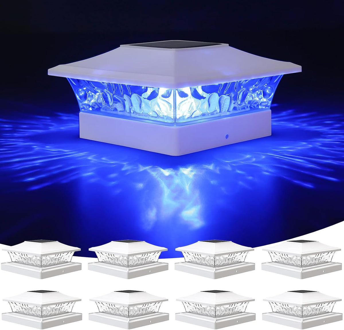 volisun solar post cap light 8pack white: rgb, main product view