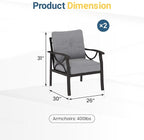 RoyalCraft 2 Pieces Outdoor Single Sofa,All-Weather Patio Metal Armchair,Khaki Metal Furniture with Gray Cushions