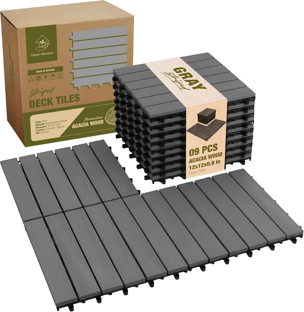 acacia interlocking deck tiles, 12in, 9pcs outdoor flooring, main product view