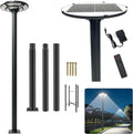 16.5" Outdoor Solar Lamp Post Light with 10ft Pole & 0.2" Thick Flange Base | 692 LED, IP65 Waterproof, Dusk to Dawn, DC Backup Charging & Remote, Motion Sensor for Security