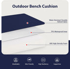 favoyard outdoor bench cushion, 42 x 18 inch, close-up detail
