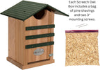 Screech Owl House Cedar Nesting Box with Poly Lumber Roof, Saw-Whet Owl Box for Outside, Drainage Ventilation, Easy Cleanout, Made in USA, Green