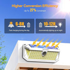 TECKNET 461 LED Solar Powered Outdoor Lights, 270° Angle & 3 Lighting Modes Motion Sensor Light Outdoor, Security Solar Lights Waterproof - 2 Pack, White, Cold Light