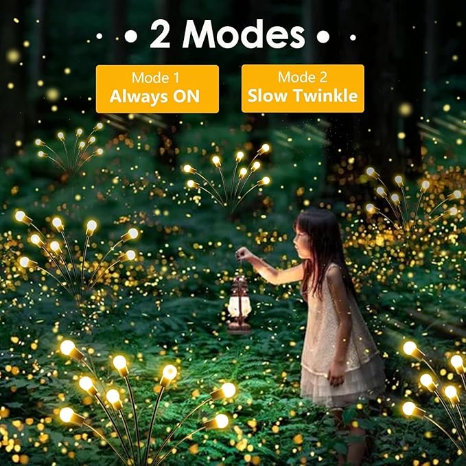 4-Pack Garden Solar Lights, 32 LED Solar Lights Outdoor for Garden Decor, Waterproof Firefly Light Outdoor (Sway by Wind), Swaying Light for Outside Yard Pathway Landscape Decorations (Warm White)