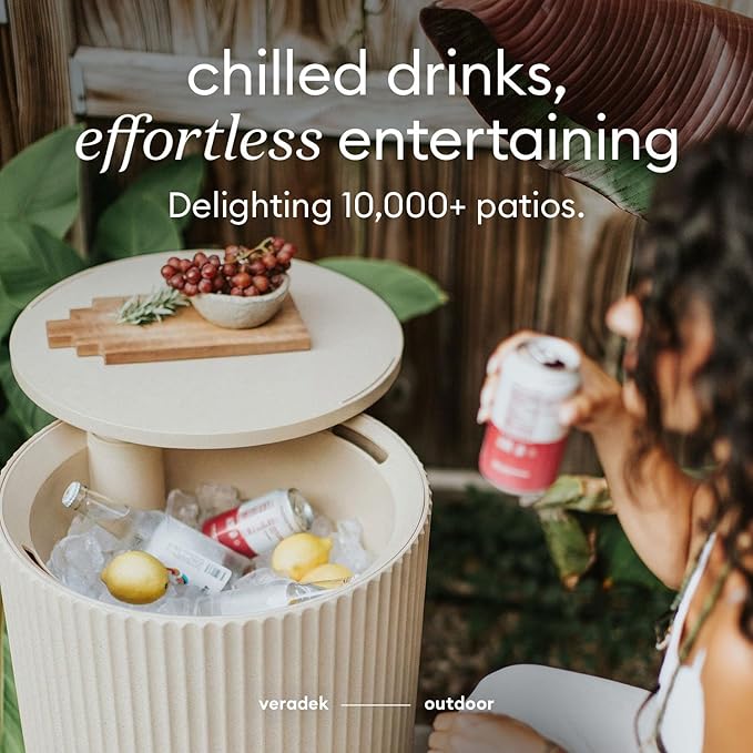 Veradek Outdoor Cooler Side Table - 2 in 1 - Designed for use as Outdoor Side Table, Patio Decor and Ice Chest