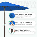 JEAREY 9FT Outdoor Patio Umbrella Outdoor Table Umbrella with Push Button Tilt and Crank, Market Umbrella 8 Sturdy Ribs UV Protection Waterproof for Garden, Deck, Backyard, Pool (Royal Blue)
