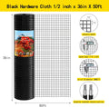 Thinkahead Black Hardware Cloth 1/2 inch 36 X 50 ft 19 Gauge Vinyl PVC Coated Wire Mesh Roll Galvanized Welding Chicken Wire Fencing, Garden Fence, Rabbit Wire, Home Improvement Project.