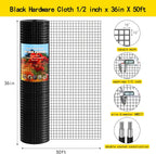 Thinkahead Black Hardware Cloth 1/2 inch 36 X 50 ft 19 Gauge Vinyl PVC Coated Wire Mesh Roll Galvanized Welding Chicken Wire Fencing, Garden Fence, Rabbit Wire, Home Improvement Project.