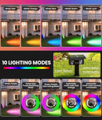 Christmas Solar Spot Lights Outdoor Waterproof 4-Pack, Multicolor RGB Solar Powered Landscape Lights with 6 Colors 10 Modes, 58 LED Adjustable Spotlights for Yard Garden Patio Landscape Pathway Decor