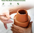 Plant Pots 5.7 Inch Self Watering Planters,Terracotta Pots with Drainage and Saucer,Hydroponic Clay Plant Pots Suitable for Indoor Plants,Orchid,African Violet,Flowers