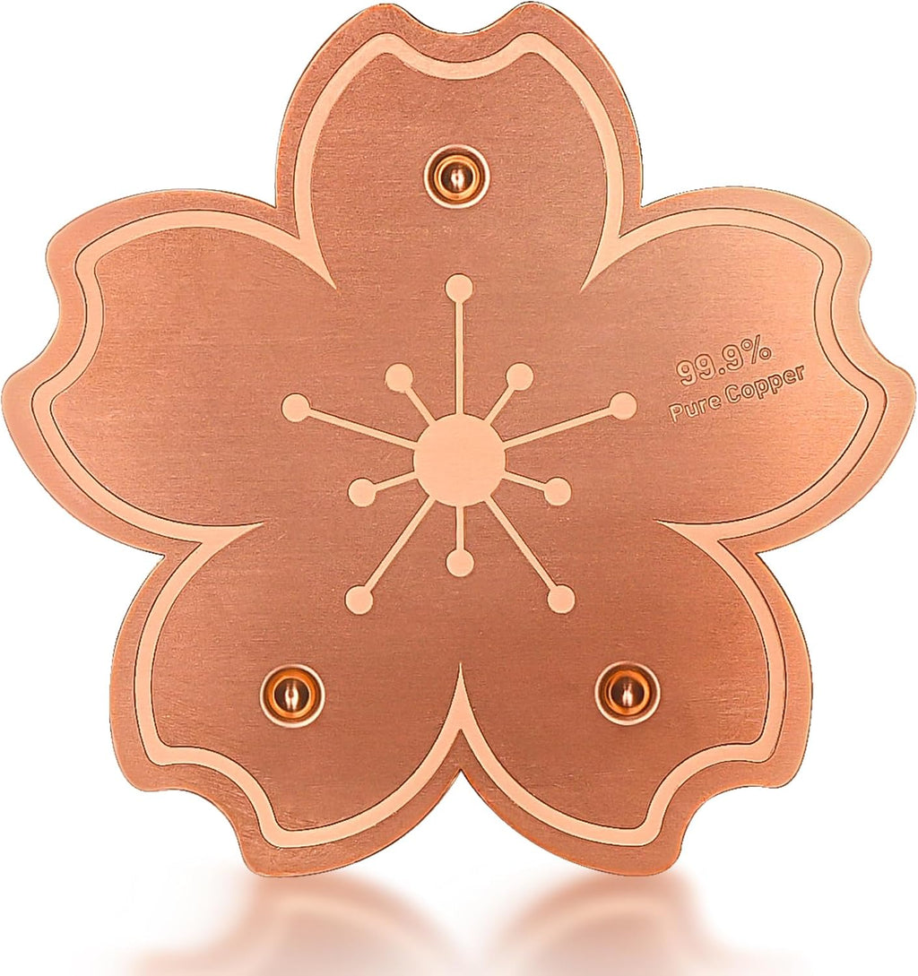 Bird Bath Copper Disk, 1pcs Flower Shaped 99.99% Pure Copper Cleaning Disc Plate for Physical Safe Water Purification All-Season for Outdoor Wildlife Bird Bowls Birdbaths Solar