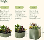 Vego garden Aluzinc Raised Garden Bed Kits, 11" Tall 6 in 1 Modular Metal Raised Planter Bed for Vegetables Flowers Patio Ground Planter Box-British Green
