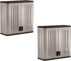Suncast 2 Pack 4 Cubic Feet Resin Single Shelf Garage Wall Storage Cabinet, Platinum