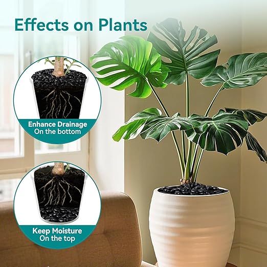 30 lbs Black Rocks for Planters, 1"-2" Decorative Rocks for Potted Plants, Polished Garden Stones for Outdoor Landscaping, Walkways, Yard, River Rocks for Flower Pots, Vase