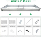 JERIA 12×4×1ft Raised Garden Bed with Support Rods,Galvanized Raised Garden Bed Kit Outdoor Metal Gardening Planter Box for Vegetable, Fruits, Flower