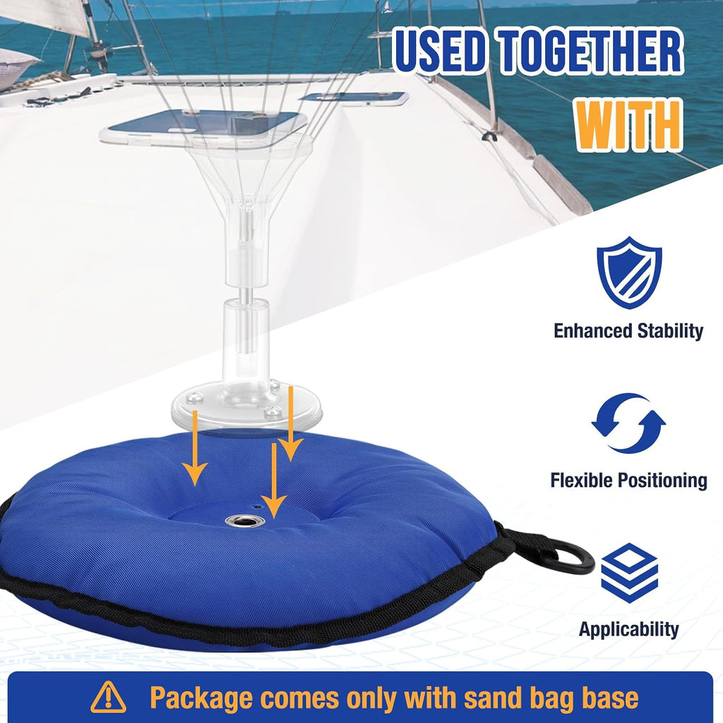 Buzzlett Weighted Sand Bag Boat Base for Bird Deterrent Systems, 5 lbs | Compatible with Bird B Gone/Bird Barrier Long Legs Bird Deterrent, for Boats & Docks, Weatherproof Blue Canvas